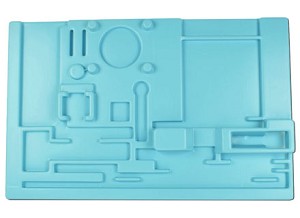 Opbergmal Scheikunde statiefmateriaal, met uitsparingen voor de gebruikte materialen